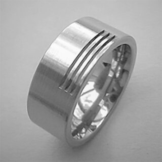 Ring aus mattiertem Edelstahl mit drei gefrsten Nuten - 9 mm - Fingerring - Gre 59