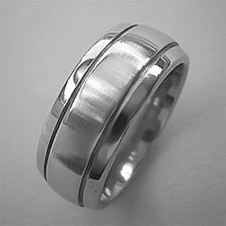 Schicker Ring aus Edelstahl mit abgesetzter Ringschiene - 9 mm - Bandring - Partnerring - Gre 52