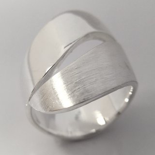 Offener Ring aus mattiertem und polierten 925er Silber - Fingerring - Sterlingsilber - Gre 52