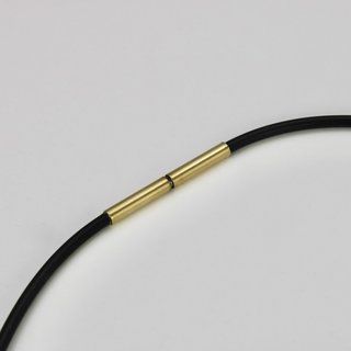 Kautschukband  mit Bajonettverschluss aus vergoldetem Edelstahl - 2 mm - Halsband - Lnge 40cm