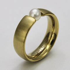 Ring aus vergoldetem Edelstahl mit weier Zuchtperle -...