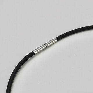 Kautschukband  mit Bajonettverschluss aus Edelstahl - 3 mm - Halsband - Lnge 38 cm