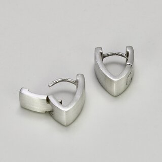 Kleine spitze Klappcreolen aus mattiertem 925er Silber - 13 mm x 10 mm - Ohrringe - Sterlingsilber