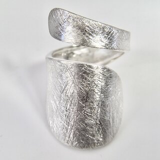 Eleganter offener Ring aus eismattiertem 925er Silber - asymmetrisch - Sterlingsilber - Gre 54