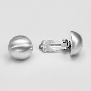 Runde Ohrclips Halbkugel aus mattiertem 925er Silber - 18 mm - Ohrringe - Sterlingsilber