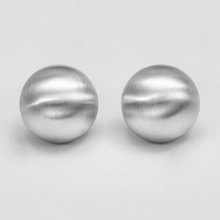 Runde Ohrclips Halbkugel aus mattiertem 925er Silber - 18 mm - Ohrringe - Sterlingsilber