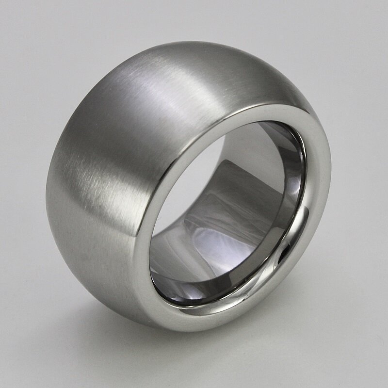 Silber & Stahl breiter Edelstahlring matt gebürstet poliert Fingerrin,  28,90 €