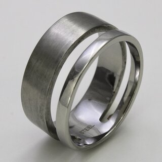 Aufflliger Ring aus Edelstahl mit geteilter Ringschiene - Doppelter Ring 60