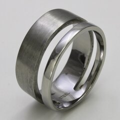 Auffälliger Ring aus Edelstahl mit geteilter Ringschiene...